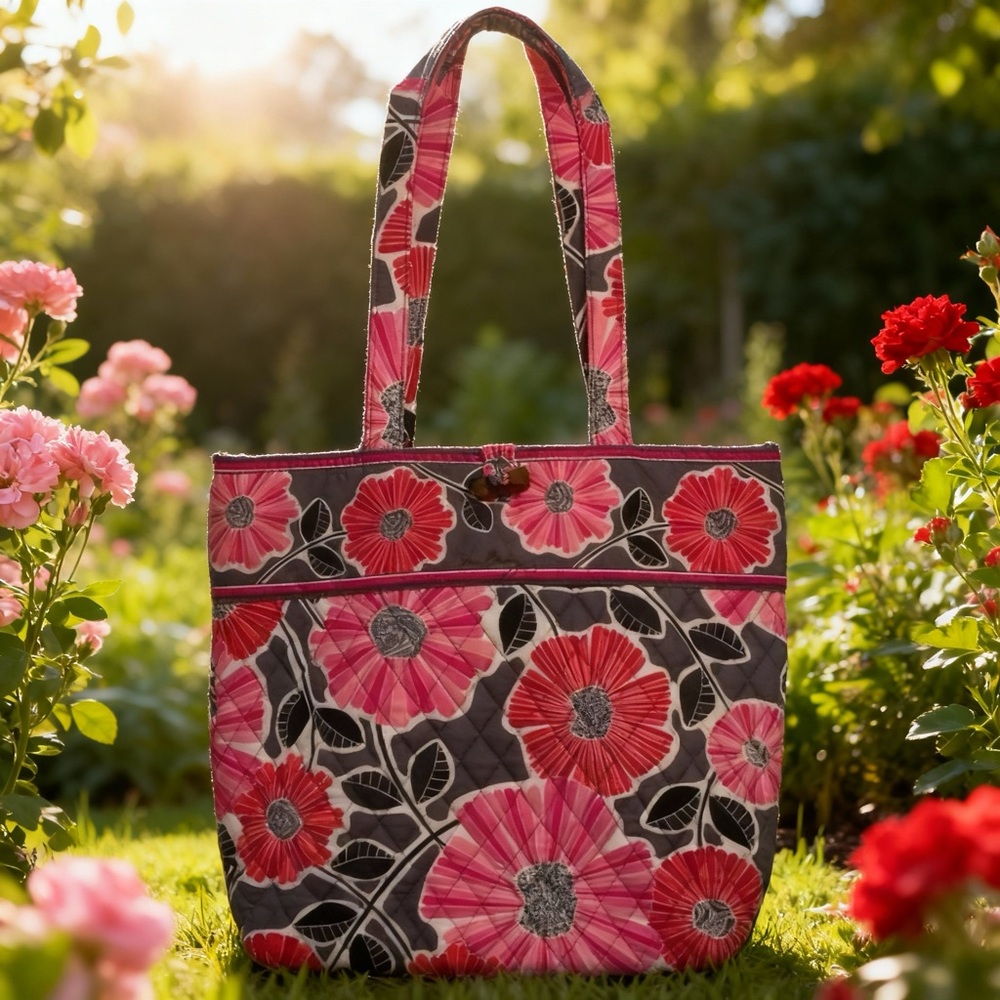 Vera Bradley tote pink flowers